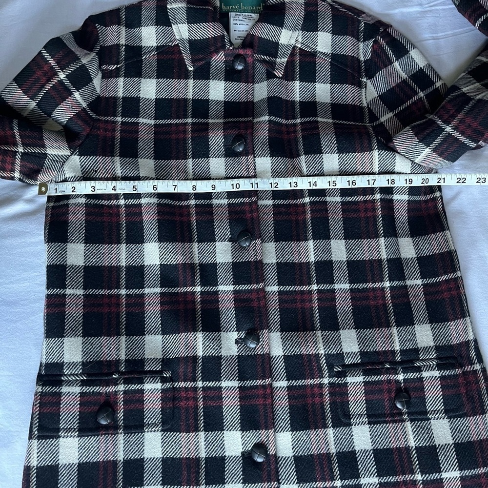 VTG Harve Benard Plaid Wool Tweed Cabin Core Black/Red Chore/Barn Coat Sz 12 GUC - Picture 9 of 16